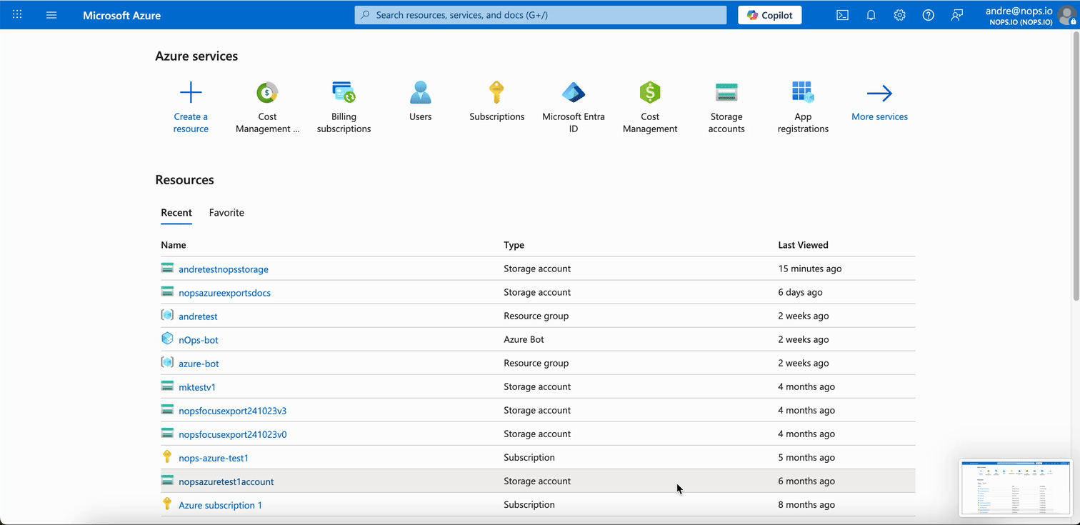Select billing scope in Azure
