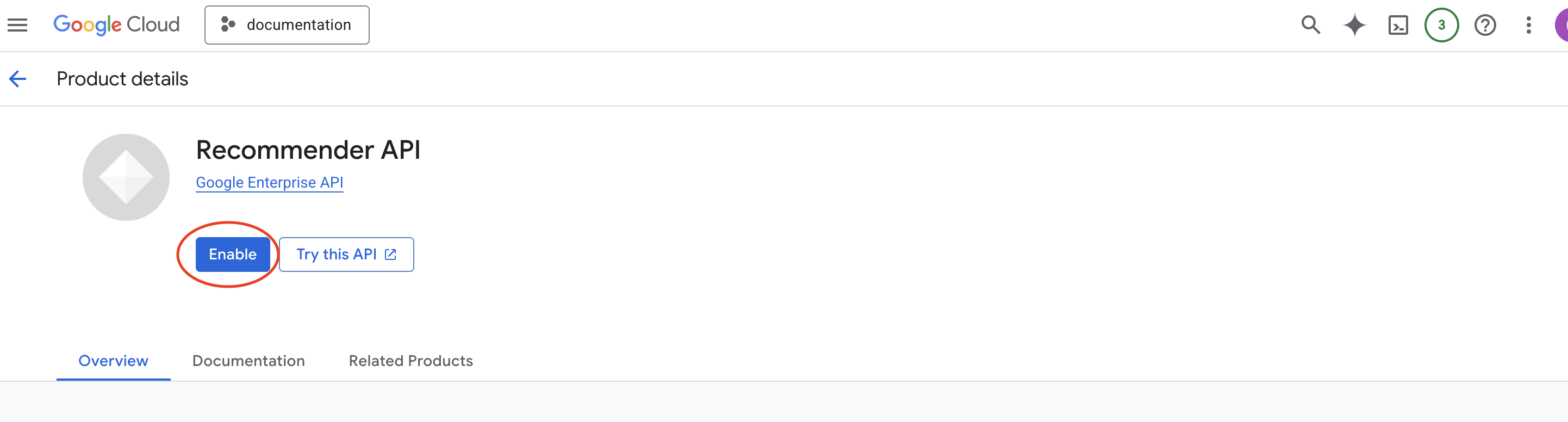 APIs Library and Enable button