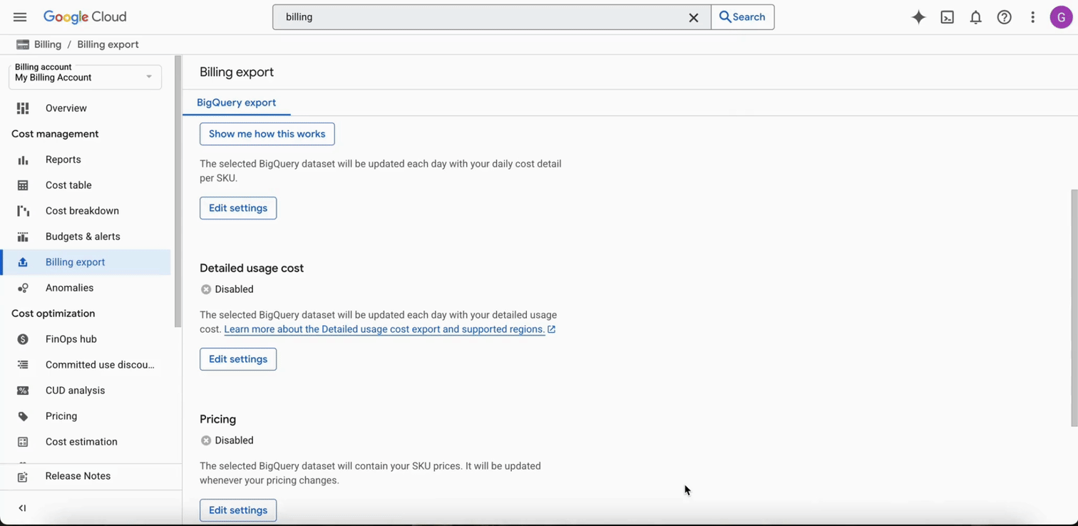 GIF showing configuration of all three exports