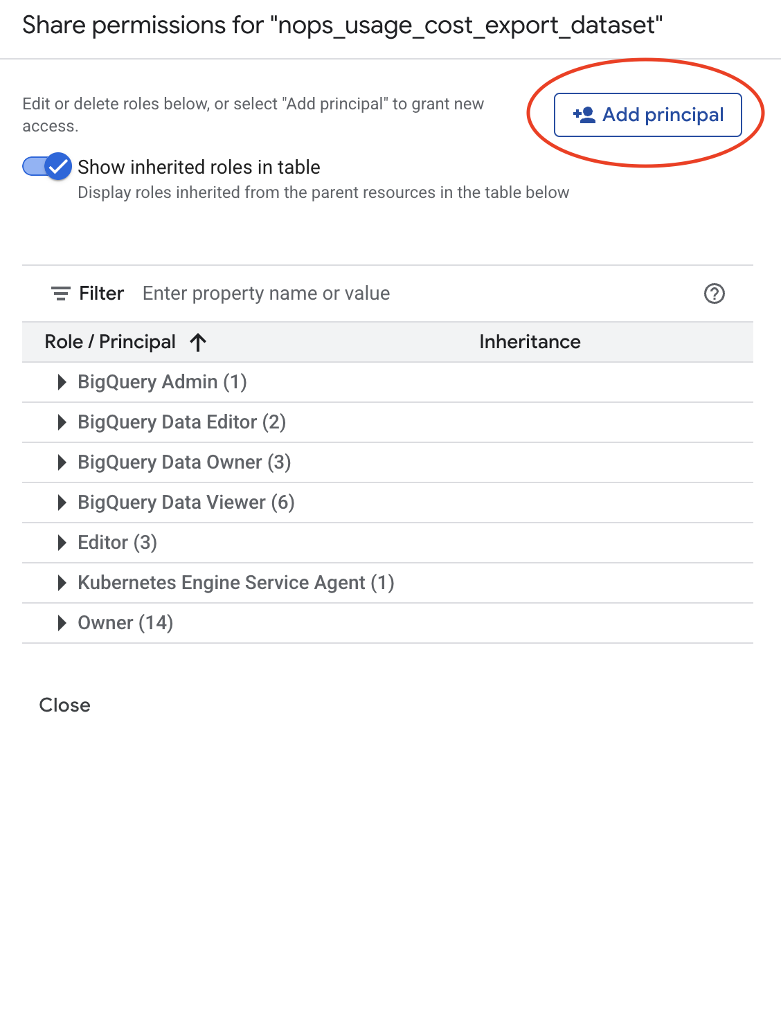 Adding BigQuery Data Viewer role - Step 1