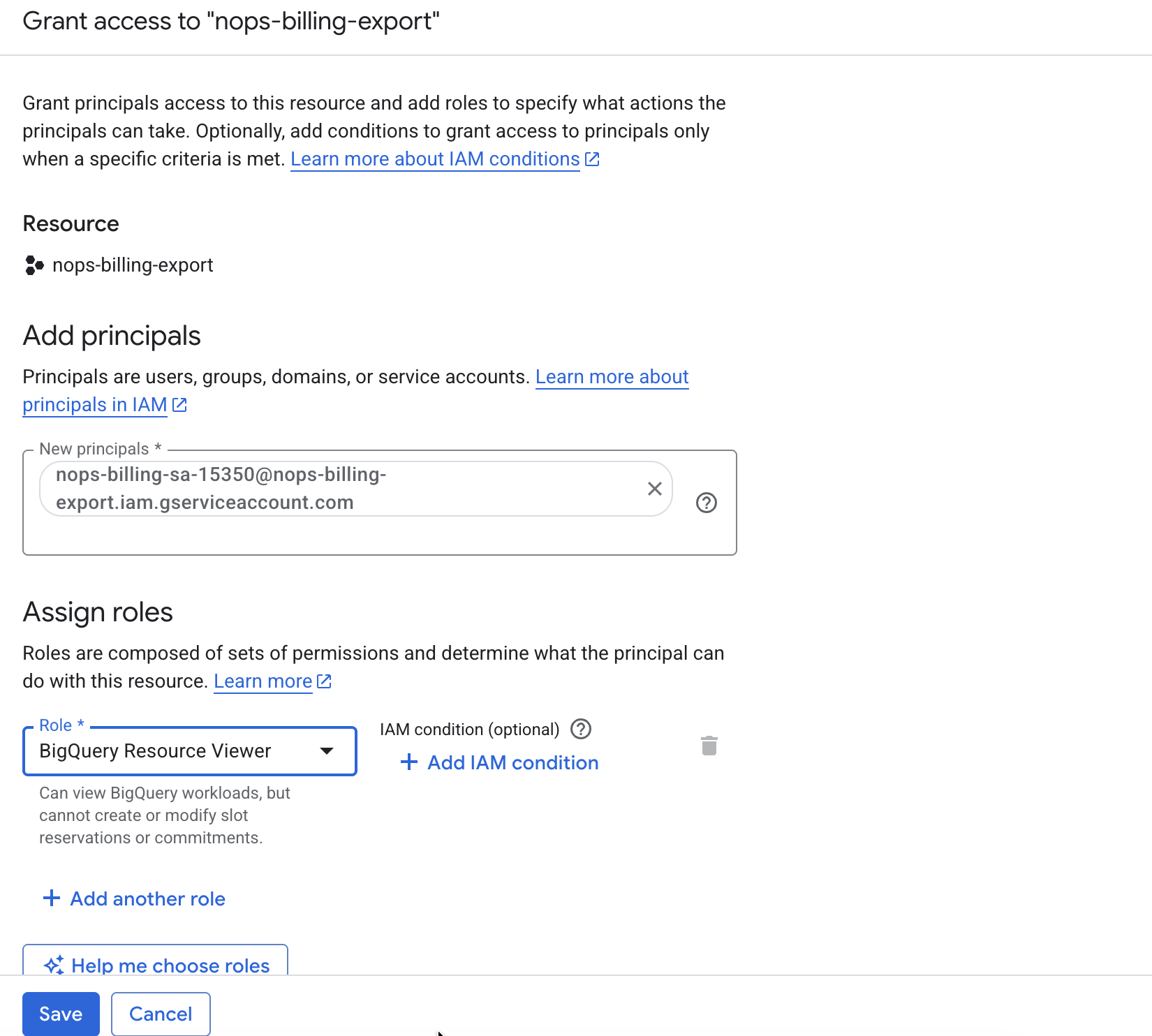 Granting BigQuery Resource Viewer role - Step 2